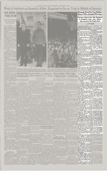Kennedy Struck by Two Bullets, Doctor Who Attended Him Says; Physician Reports One Shot Remained in President's Body After Hitting Him at Level of His Necktie Knot Fragments Are Found Addressed to Oswald Connally Turns Around Statement by Reds Subscription Record
