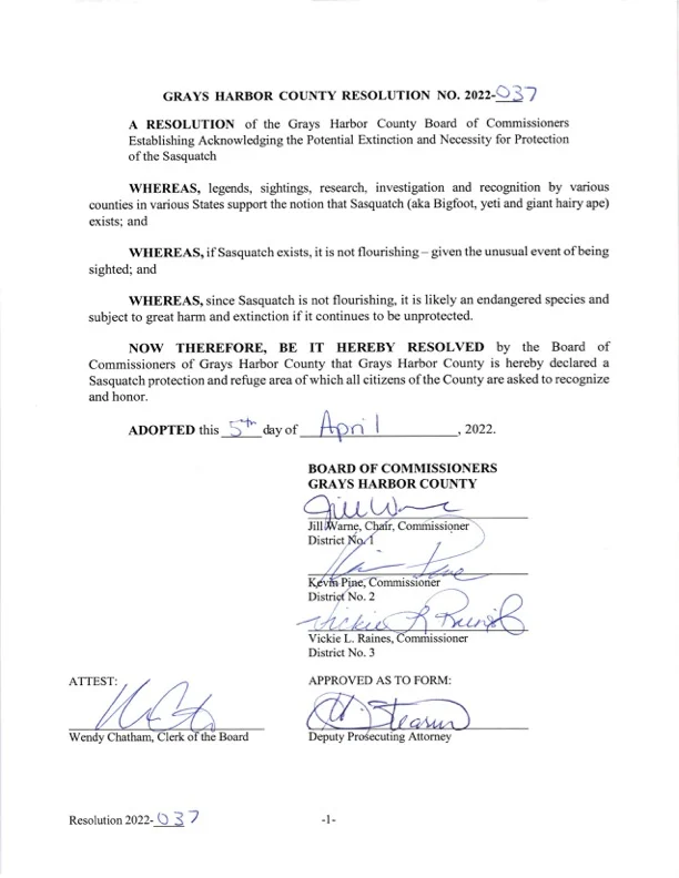 GRAYS HARBOR COUNTY RESOLUTION NO. 2022-37