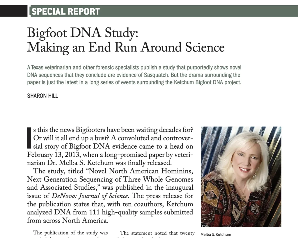Suspect: Melba Ketchum Sasquatch DNA Study