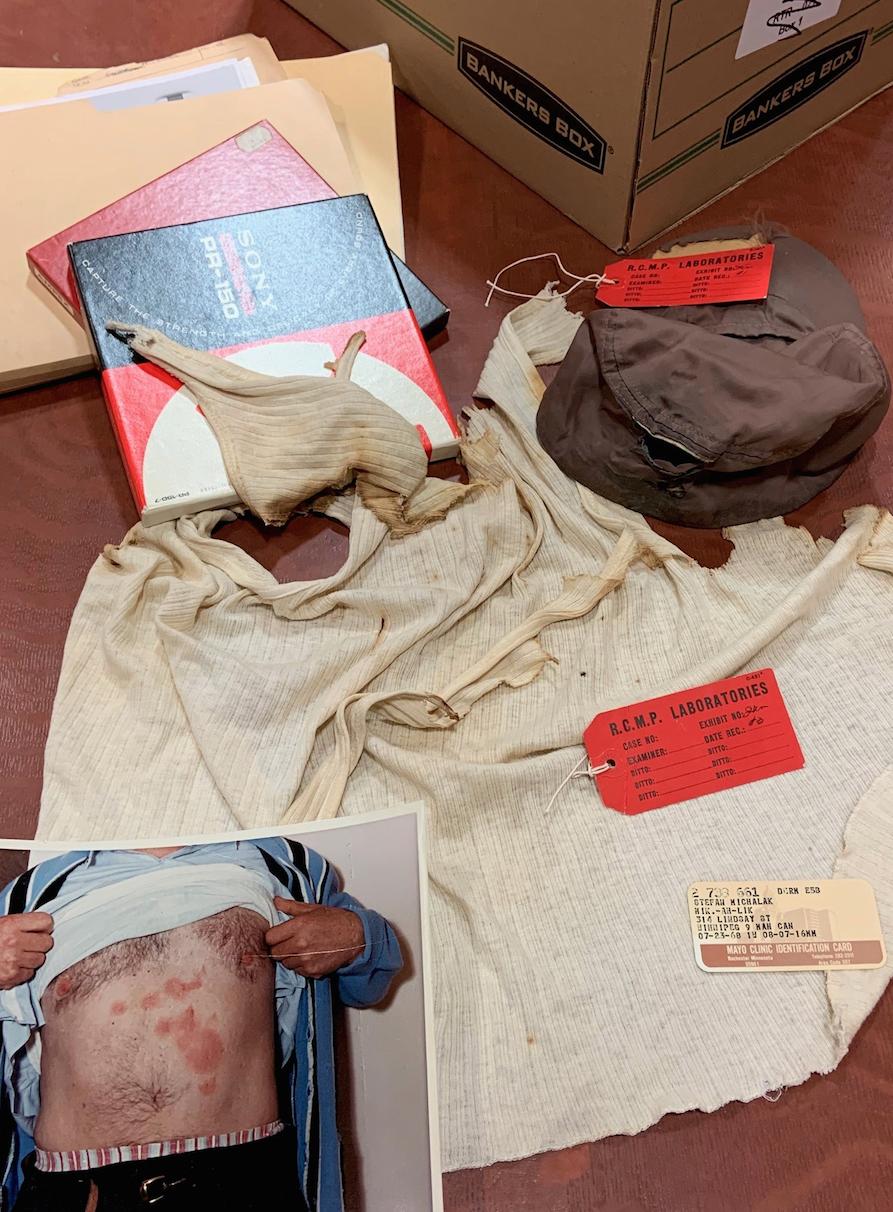 Stefan Michalak's burned undershirt and investigative artifacts preserved in the University of Manitoba Archives